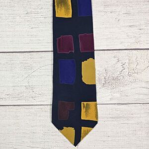 Hugo Boss Tie Mens Colorful Art Abstract 100% Silk Necktie Luxury Handmade Italy